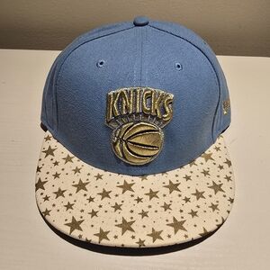 Blue Knicks Cap with Star Pattern Brim